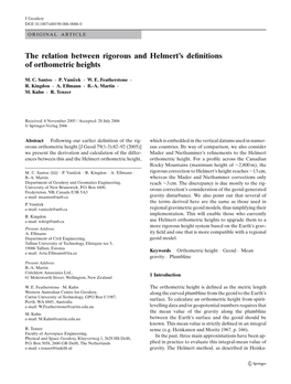 The Relation Between Rigorous and Helmert's Definitions of Orthometric