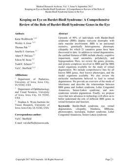 A Comprehensive Review of the Role of Bardet-Biedl Syndrome Genes in the Eye