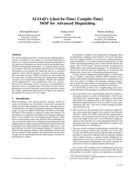 (Just-In-Time) Compile-Time] MOP for Advanced Dispatching