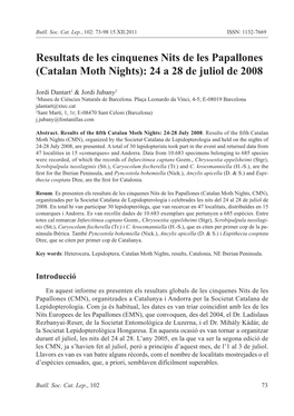 (Catalan Moth Nights): 24 a 28 De Juliol De 2008