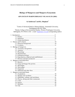 Running Head 'Biology of Mangroves'