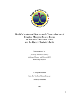 Field Collection and Geochemical Characterization of Potential Mesozoic Source Rocks on Northern Vancouver Island and the Queen Charlotte Islands