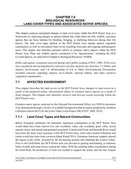 Land Cover Types and Associated Native Species