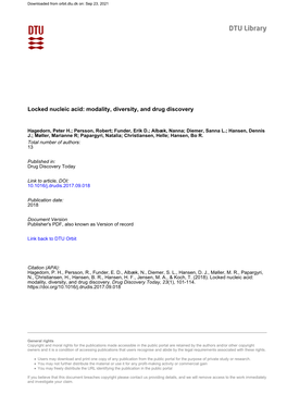 Locked Nucleic Acid: Modality, Diversity, and Drug Discovery