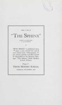 Perth Modern School Subiaco , December, 1929 Student Officials