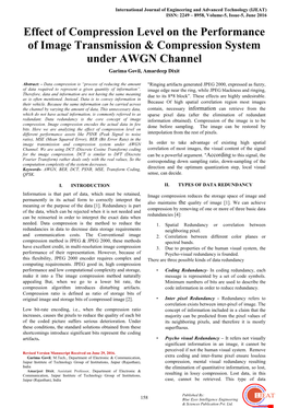 Effect of Compression Level on the Performance of Image Transmission & Compression System Under AWGN Channel