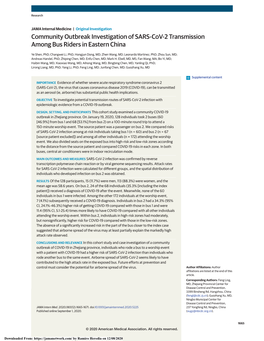 Community Outbreak Investigation of SARS-Cov-2 Transmission Among Bus Riders in Eastern China