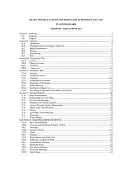 Rules and Regulations Governing the Subdivision of Land