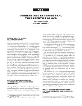 Current and Experimental Therapeutics of Ocd