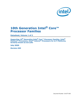 10Th Gen Intel® Core™ Processor Families Datasheet, Vol. 1