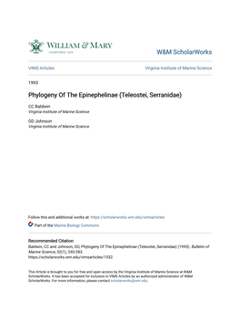 Phylogeny of the Epinephelinae (Teleostei, Serranidae)