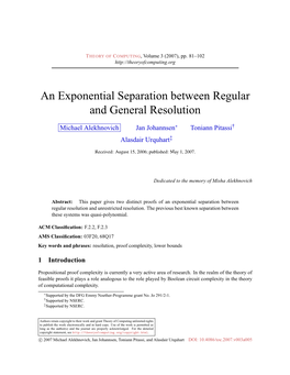 An Exponential Separation Between Regular and General Resolution