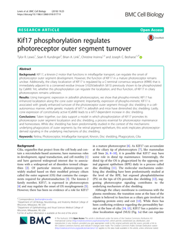 Kif17 Phosphorylation Regulates Photoreceptor Outer Segment Turnover Tylor R