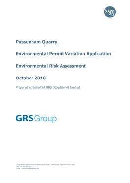 Passenham Quarry Environmental Permit Variation Application Environmental Risk Assessment October 2018