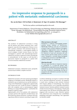 An Impressive Response to Pazopanib in a Patient with Metastatic Endometrial Carcinoma