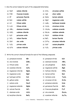 1. Give the Correct Names for Each of the Compounds Listed Below. A