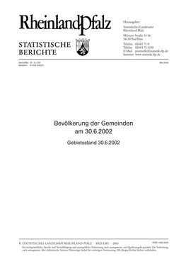 Bevölkerung Der Gemeinden (1. Hj. 2002)