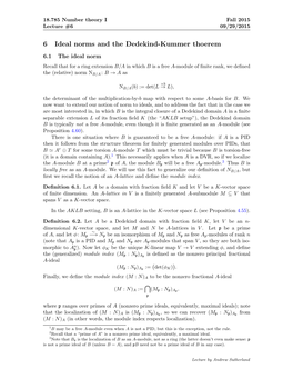 Ideal Norm, Module Index, Dedekind-Kummer Theorem