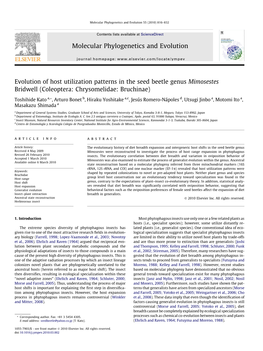 Evolution of Host Utilization Patterns in the Seed Beetle Genus Mimosestes Bridwell (Coleoptera: Chrysomelidae: Bruchinae)