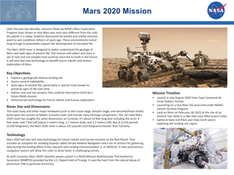 Mars 2020 Mission