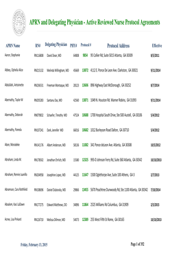 APRN and Delegating Physician - Active Reviewed Nurse Protocol Agreements