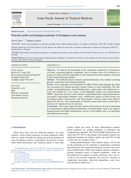 Phenolic Profile and Biological Potential of Endopleura Uchi Extracts