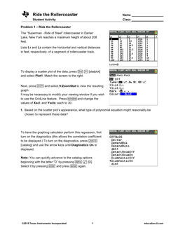 Ride the Rollercoaster Name Student Activity Class