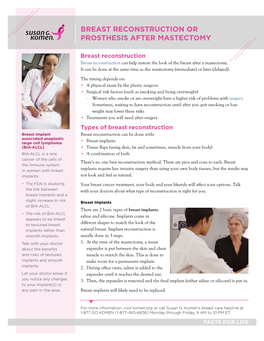 Breast Reconstruction Or Prosthesis After Mastectomy