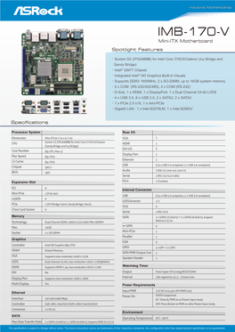 IMB-170-V Mini-ITX Motherboard Spotlight Features