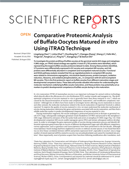 Comparative Proteomic Analysis of Buffalo Oocytes Matured in Vitro