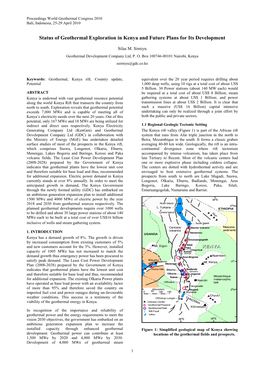 Status of Geothermal Development