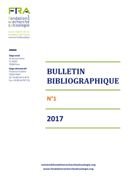 Bulletin Bibliographique 2017