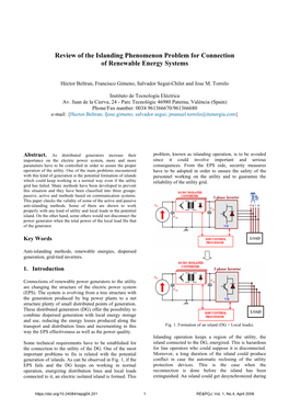 Review of the Islanding Phenomenon Problem for Connection of Renewable Energy Systems