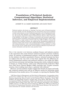 Foundations of Technical Analysis: Computational Algorithms, Statistical Inference, and Empirical Implementation