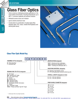 Glass Fiber Optics • Solve Numerous Challenging Sensing Applications in The