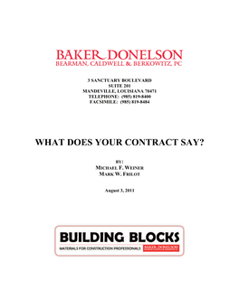 What Does Your Contract Say?