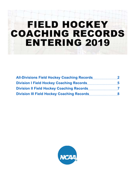 Field Hockey Coaching Records Entering 2019