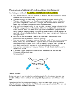 Thank You for Shopping with Jade and Sage Waistbeads LLC How to Tie Your Waistbeads: PLEASE READ BEFORE TYING YOUR WAISTBEADS!