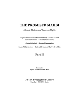 THE PROMISED MAHDI Allamah Muhammad Baqir Al-Majlisi