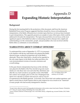 Appendix D Expanding Historic Interpretation