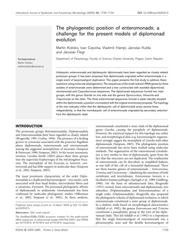 The Phylogenetic Position of Enteromonads: a Challenge for the Present Models of Diplomonad Evolution