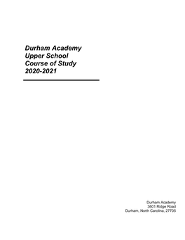 Durham Academy Upper School Course of Study 2020-2021