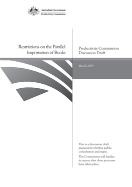 Restrictions on the Parallel Importation of Books, Discussion Draft, Canberra