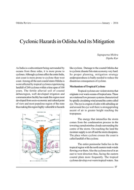 Cyclonic Hazards in Odisha and Its Mitigation