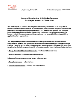 Immunohistochemical (IHC) Marker Template for Integral Markers in Clinical Trials