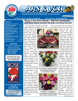 Roses in the Piney Woods—ARS Fall Convention Contents: and Rose Show by Kathy Wyckoff, Consulting Rosarian ARS National Convention