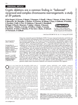 Reciprocal and Complex Chromosome Rearrangements: a Study of 59 P