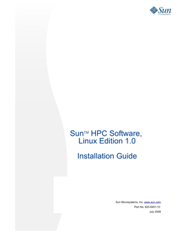 Sun HPC Software, Linux Edition 1.0, Installation Guide