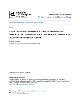 Effect of Development of Scandium Trialuminide Precipitates on Corrosion and Mechanical Behavior in Aluminum-Magnesium Alloys