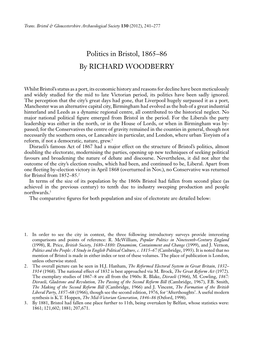 Politics in Bristol, 1865–86 by RICHARD WOODBERRY